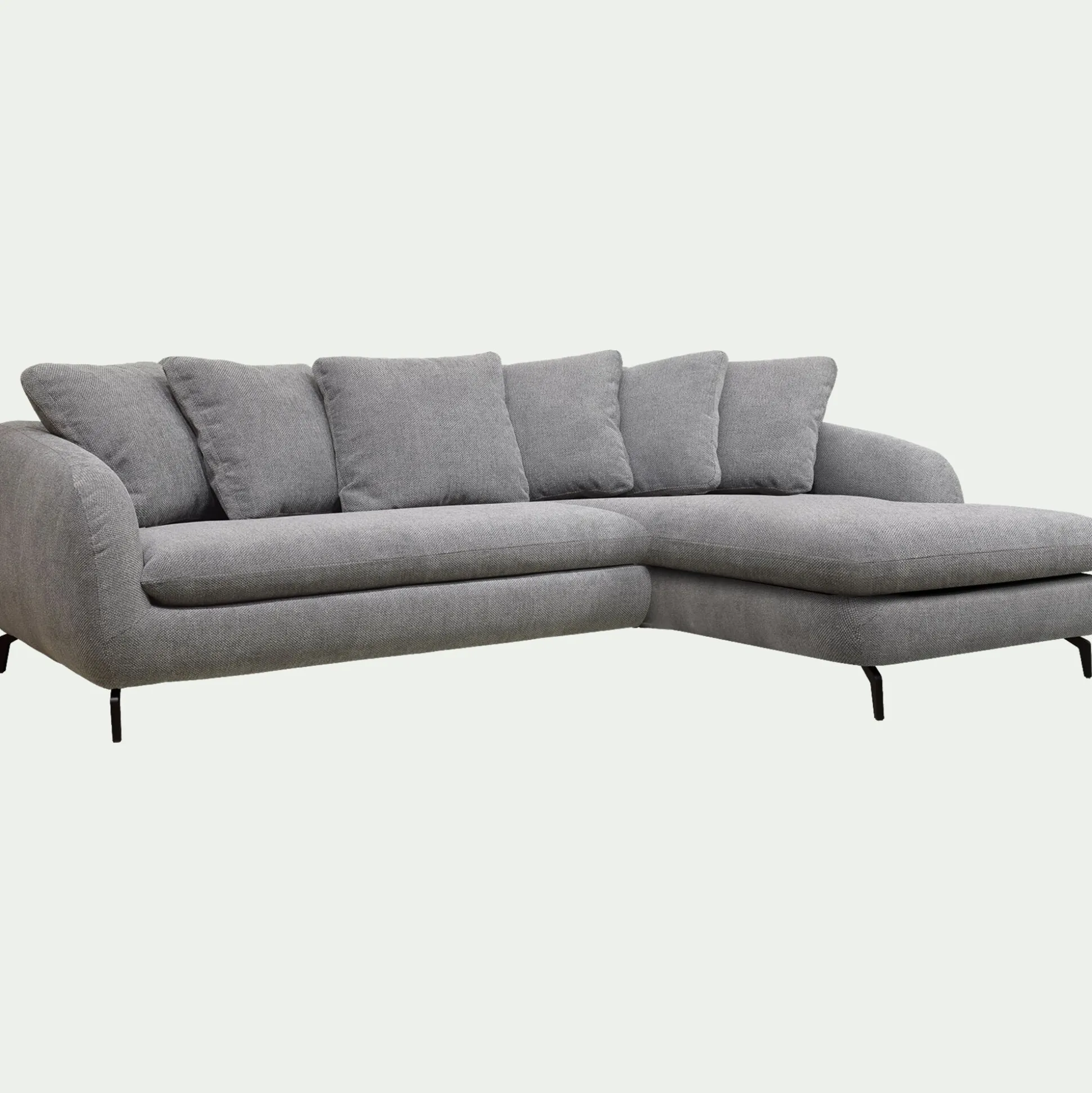 Canapé d'angle droit convertible en tissu tramé - gris ardoise