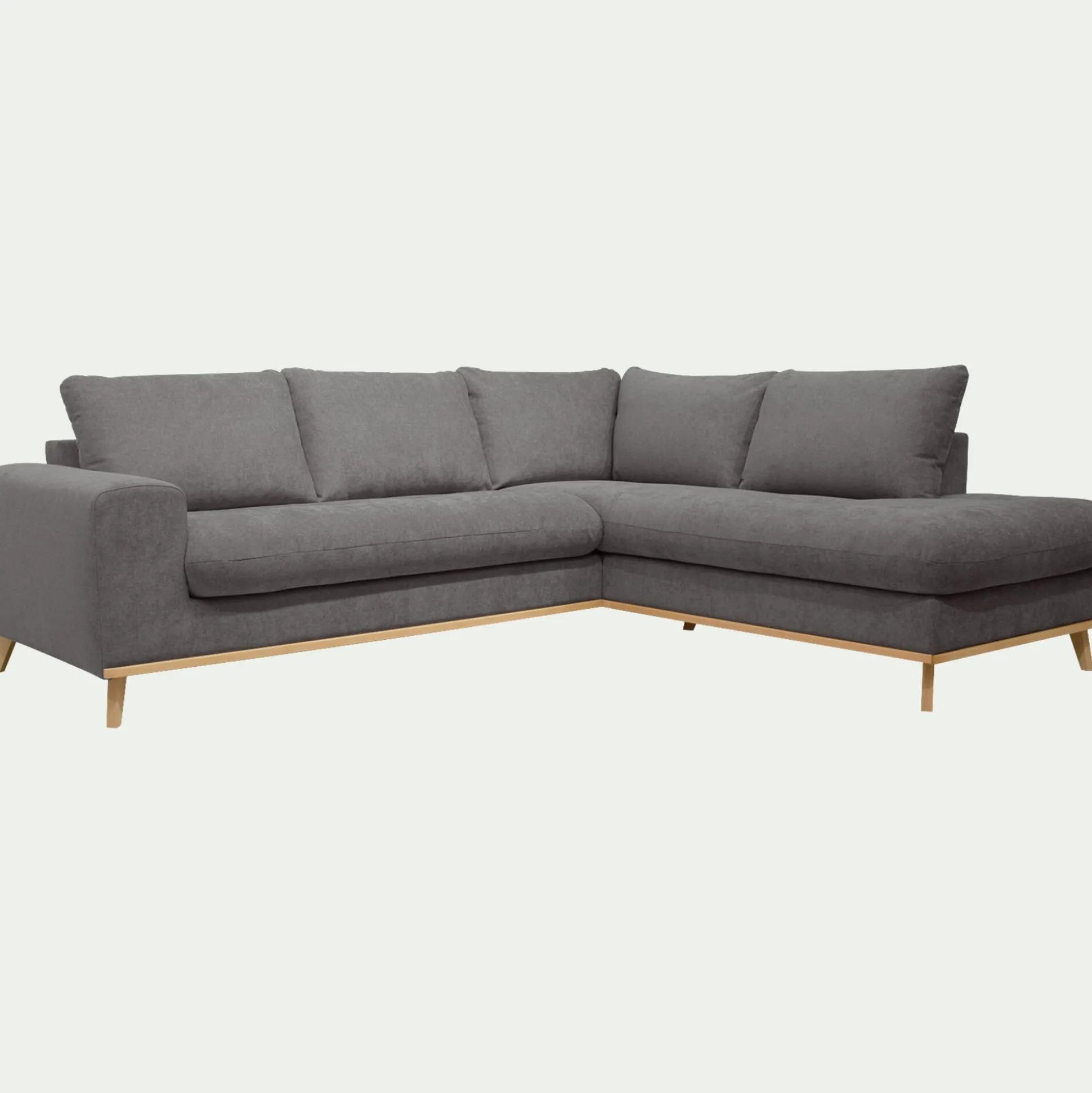 Canapé d'angle droit convertible en tissu Storm - gris moyen