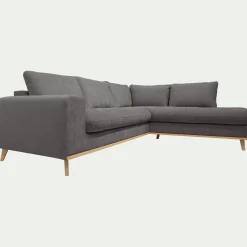 Canapé d'angle droit convertible en tissu Storm - gris moyen