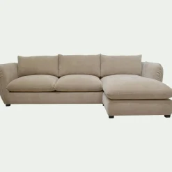 Canapé d'angle droit convertible en tissu Nature - beige
