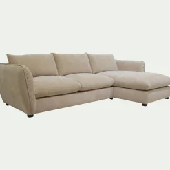 Canapé d'angle droit convertible en tissu Nature - beige