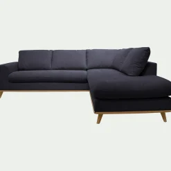 Canapé d'angle droit convertible en tissu Crown - bleu calabrun