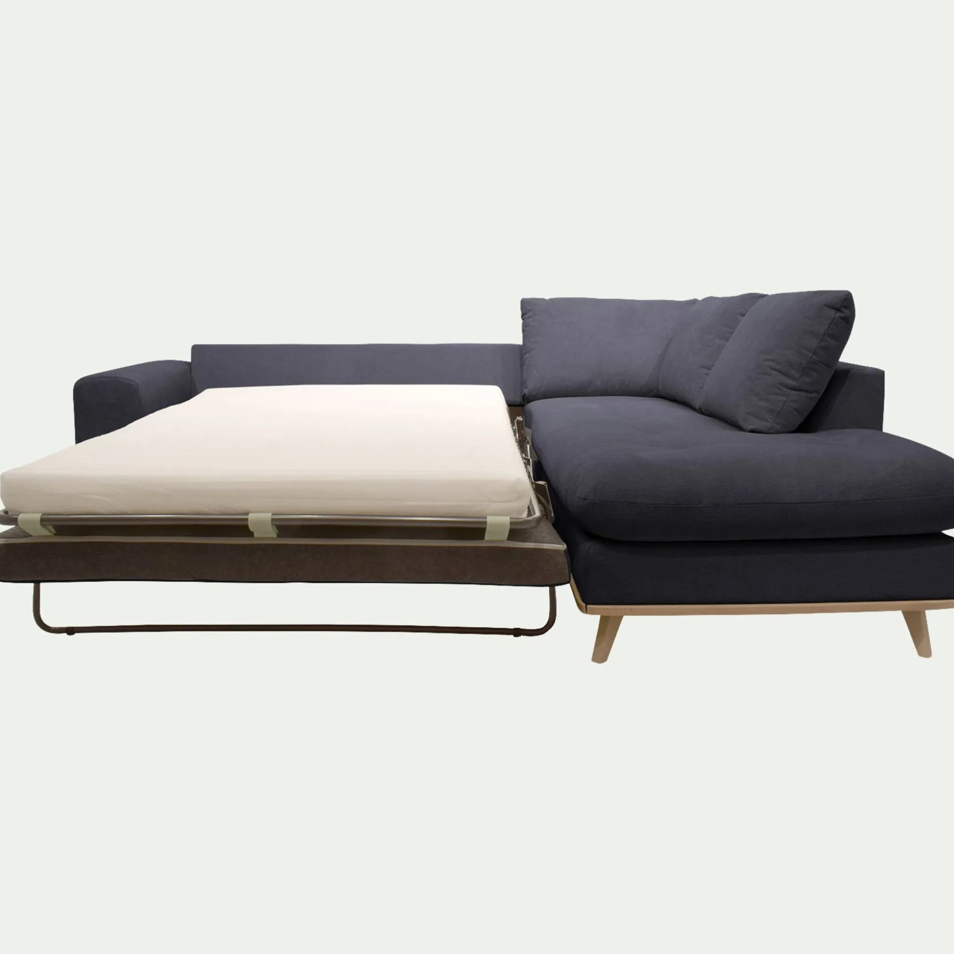 Canapé d'angle droit convertible en tissu Crown - bleu calabrun