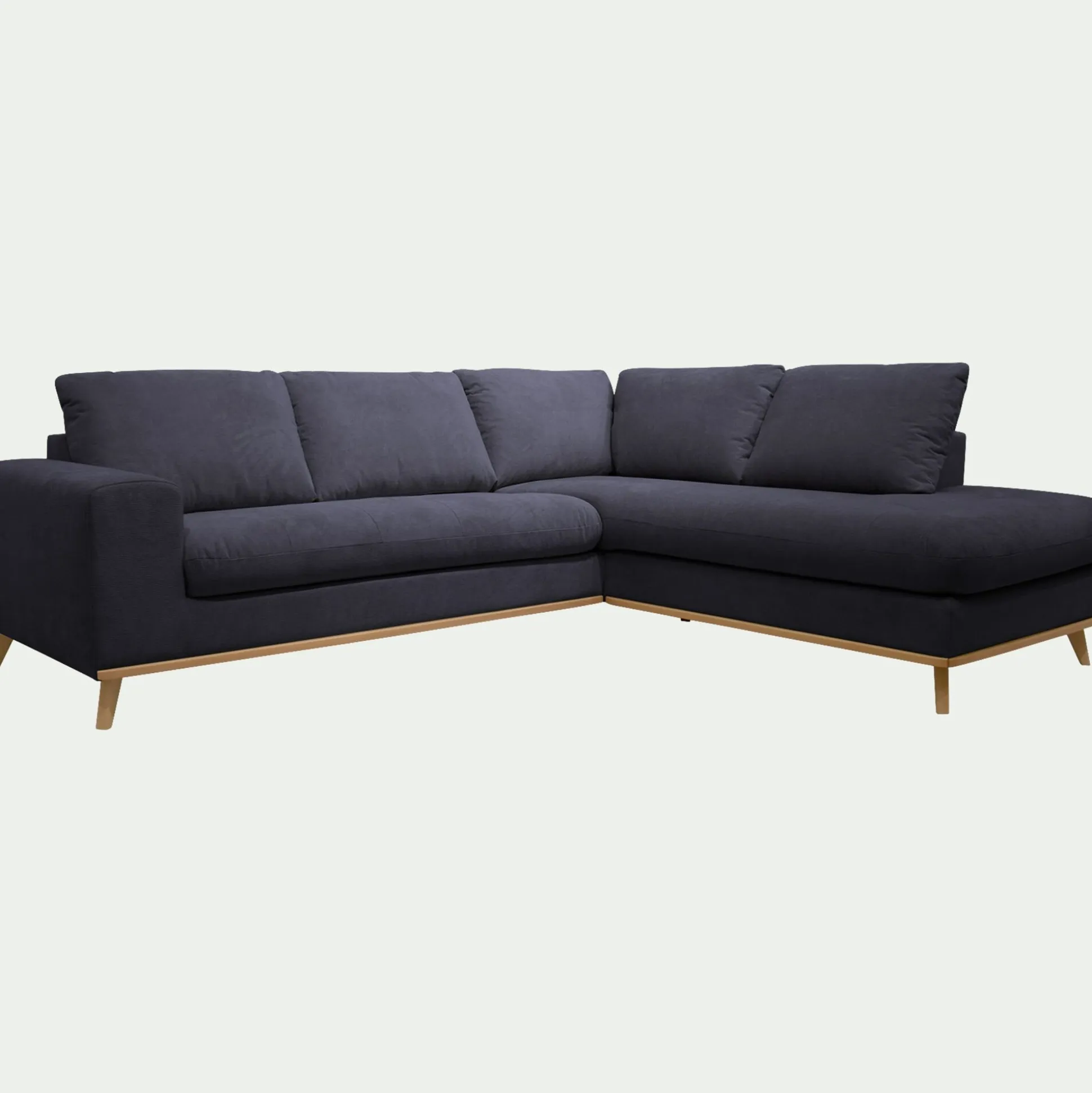 Canapé d'angle droit convertible en tissu Crown - bleu calabrun