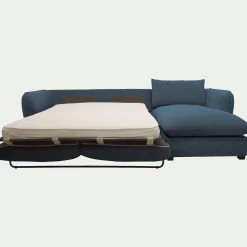 Canapé d'angle droit convertible en tissu Nature - bleu