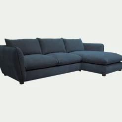 Canapé d'angle droit convertible en tissu Nature - bleu