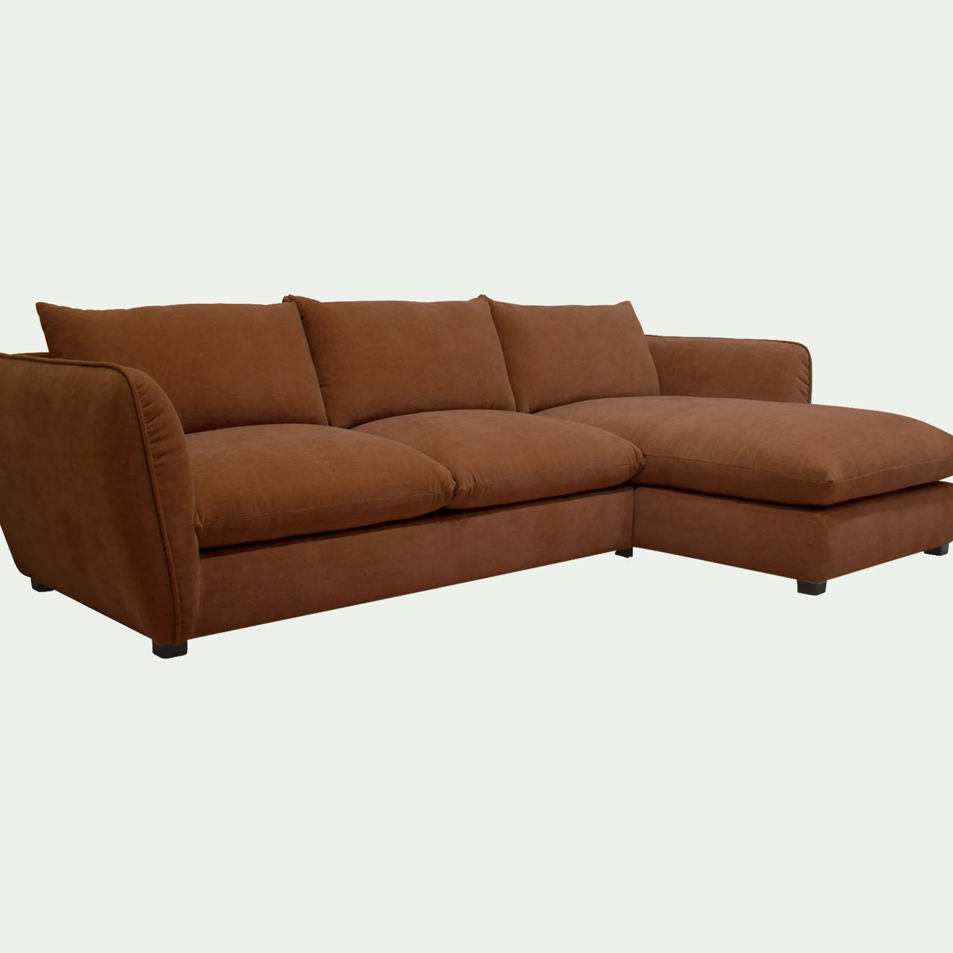 Canapé d'angle droit convertible en tissu Nature - brun rustrel