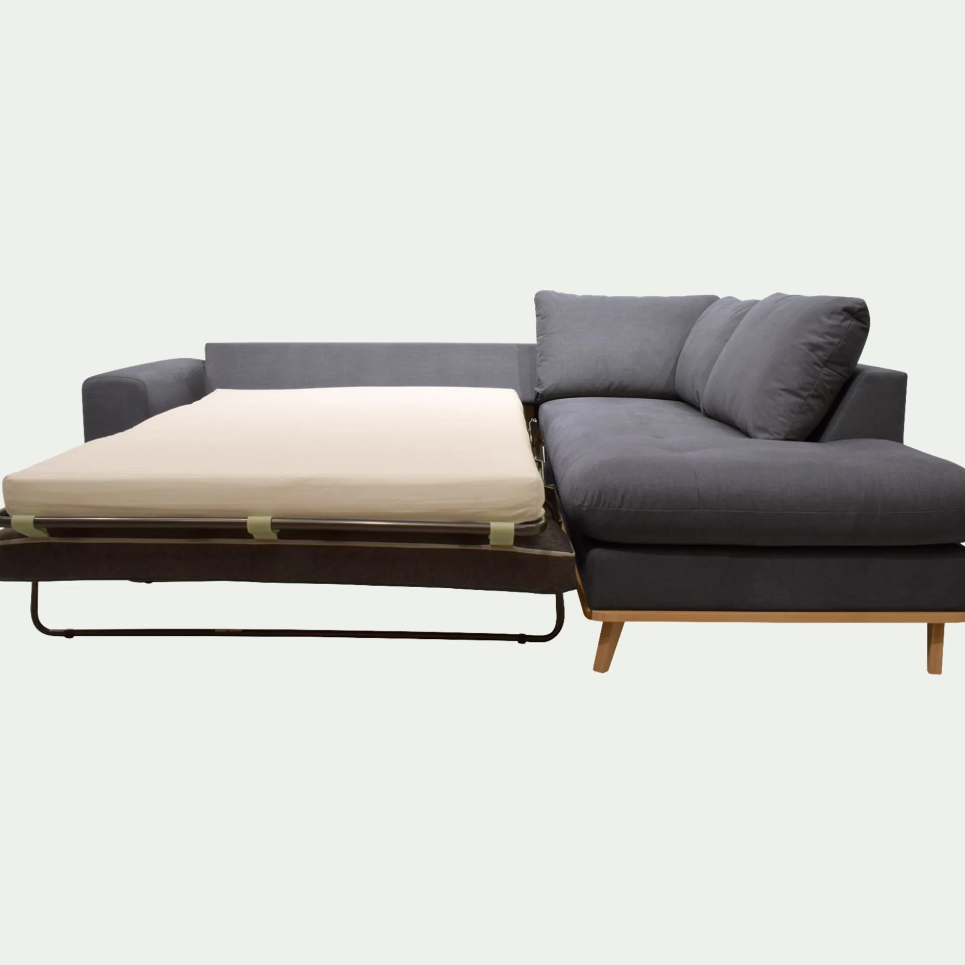 Canapé d'angle droit convertible en tissu Cosmo - gris anthracite