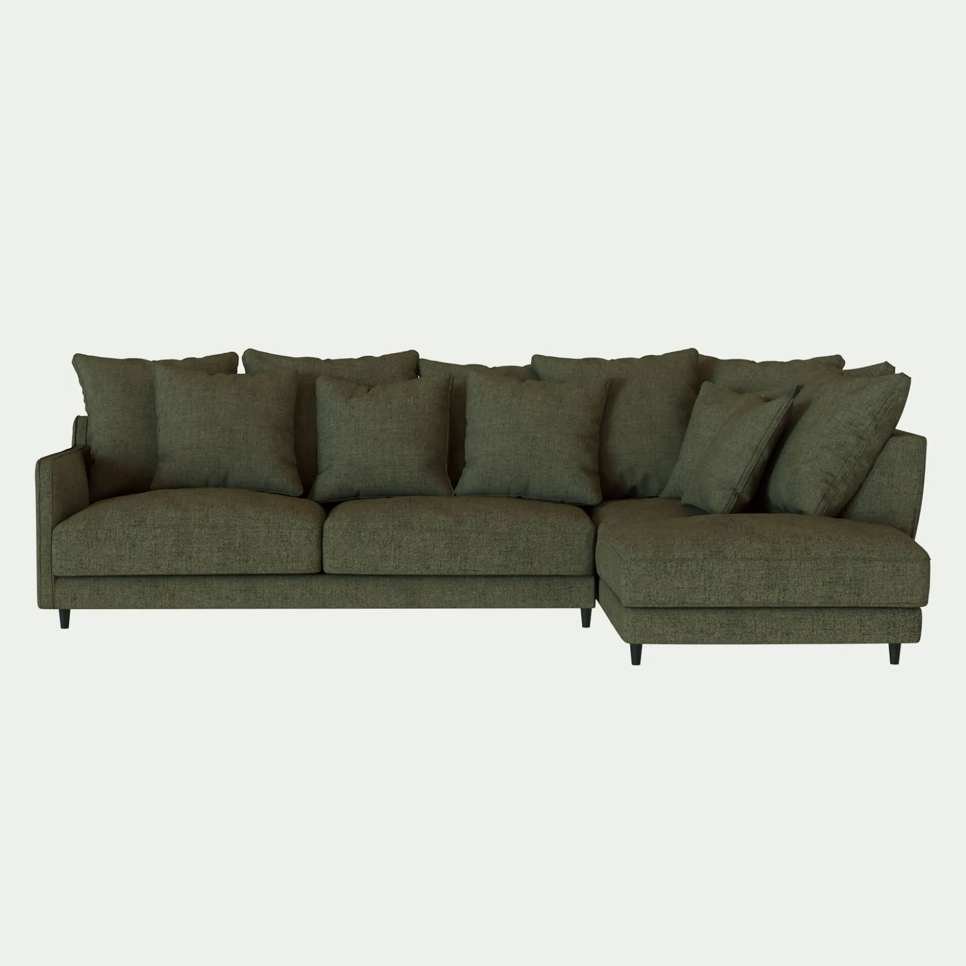 Canapé d'angle droit convertible en tissu joint - vert cèdre
