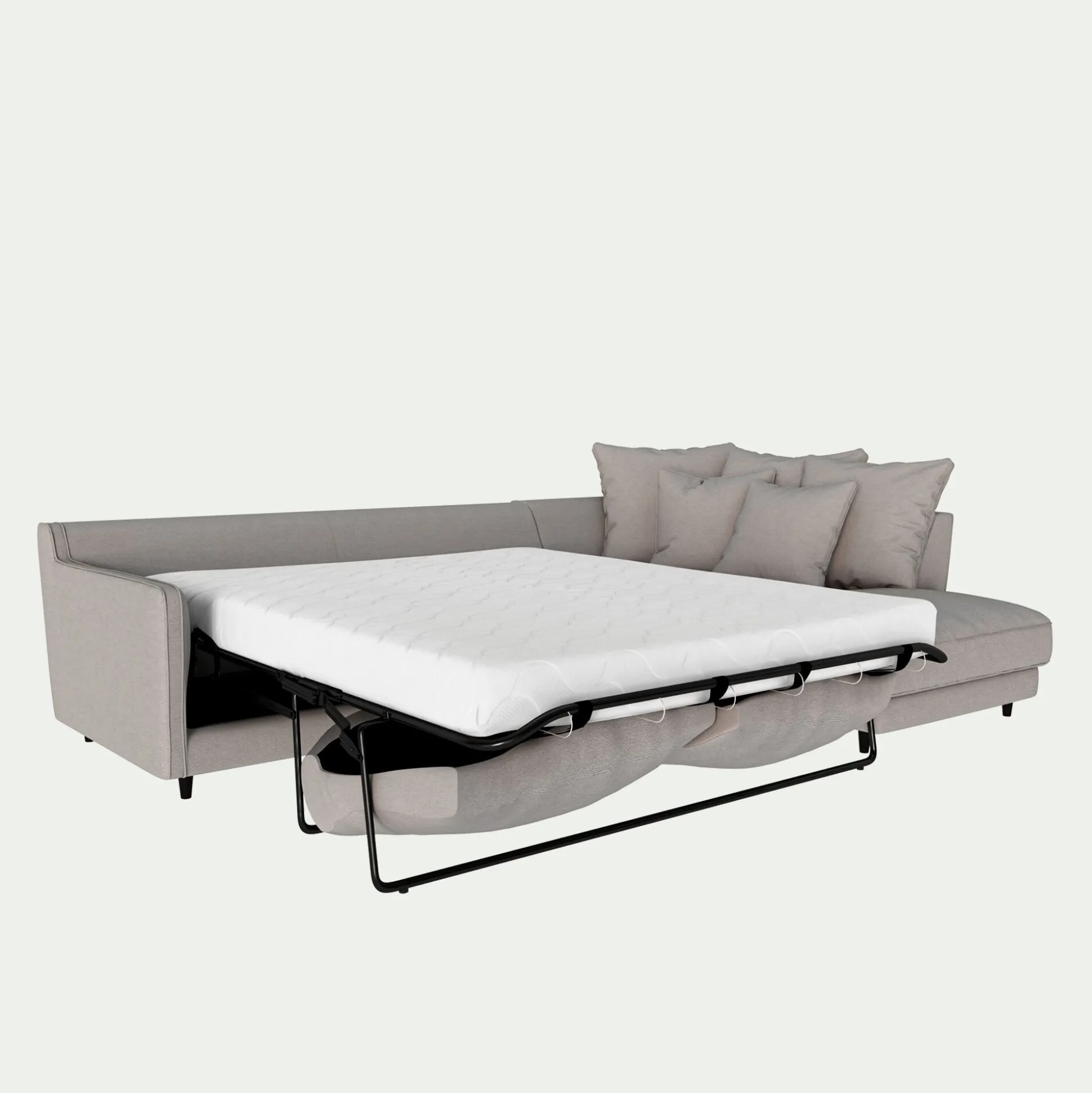 Canapé d'angle droit convertible en tissu joint - gris borie
