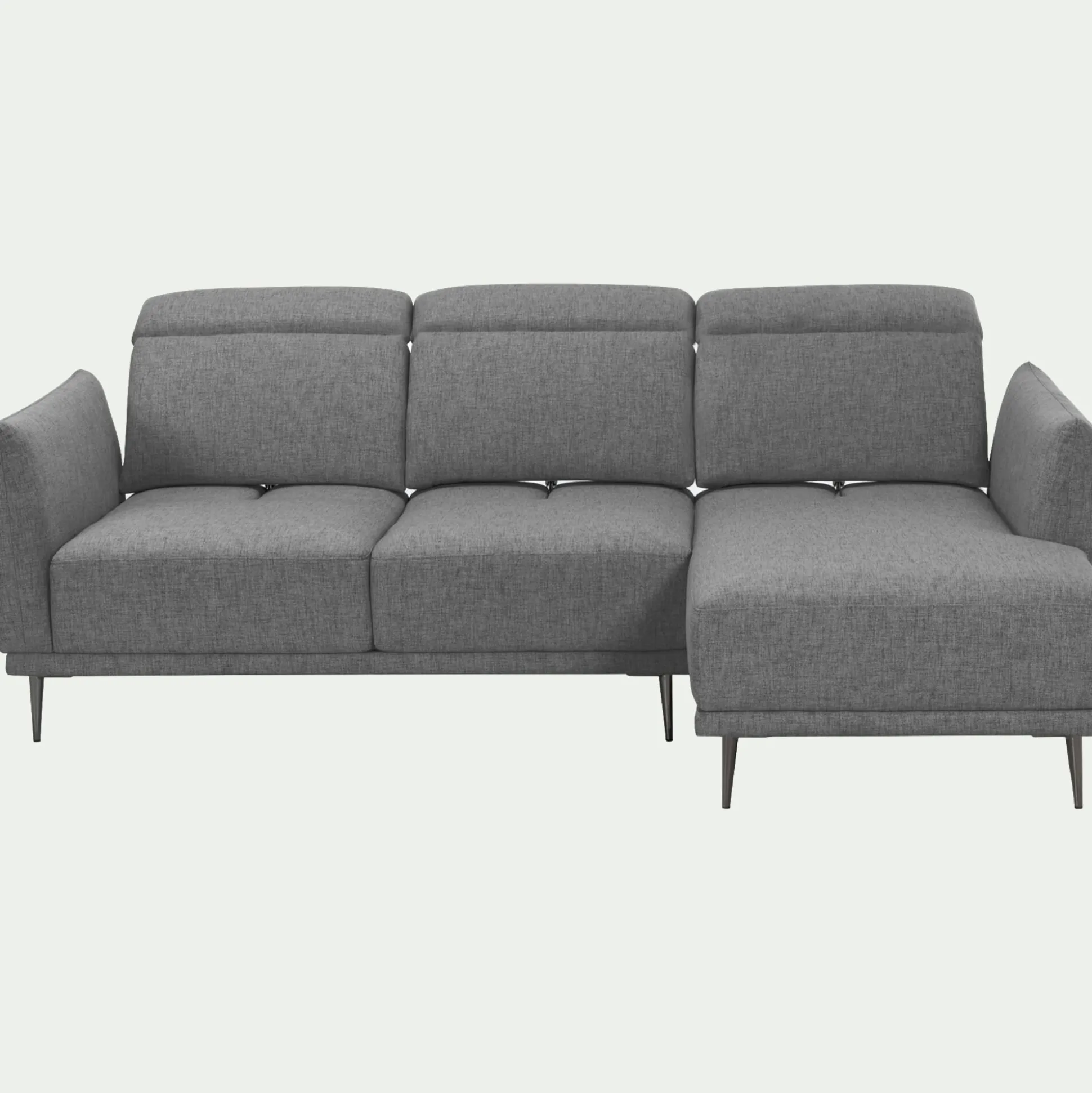 Canapé d'angle droit en tissu avec fonction avance-recul - gris restanque