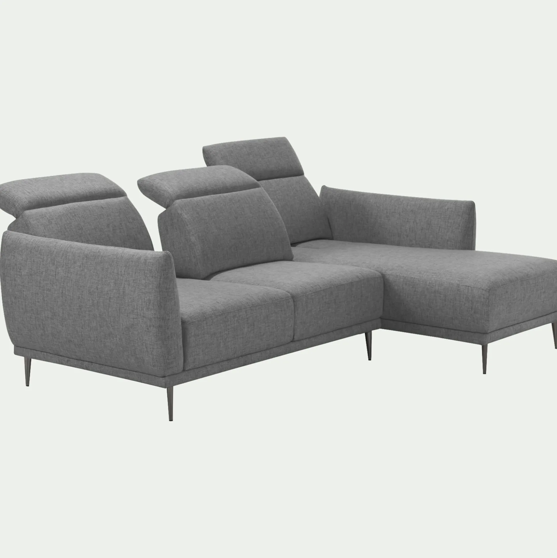 Canapé d'angle droit en tissu avec fonction avance-recul - gris restanque
