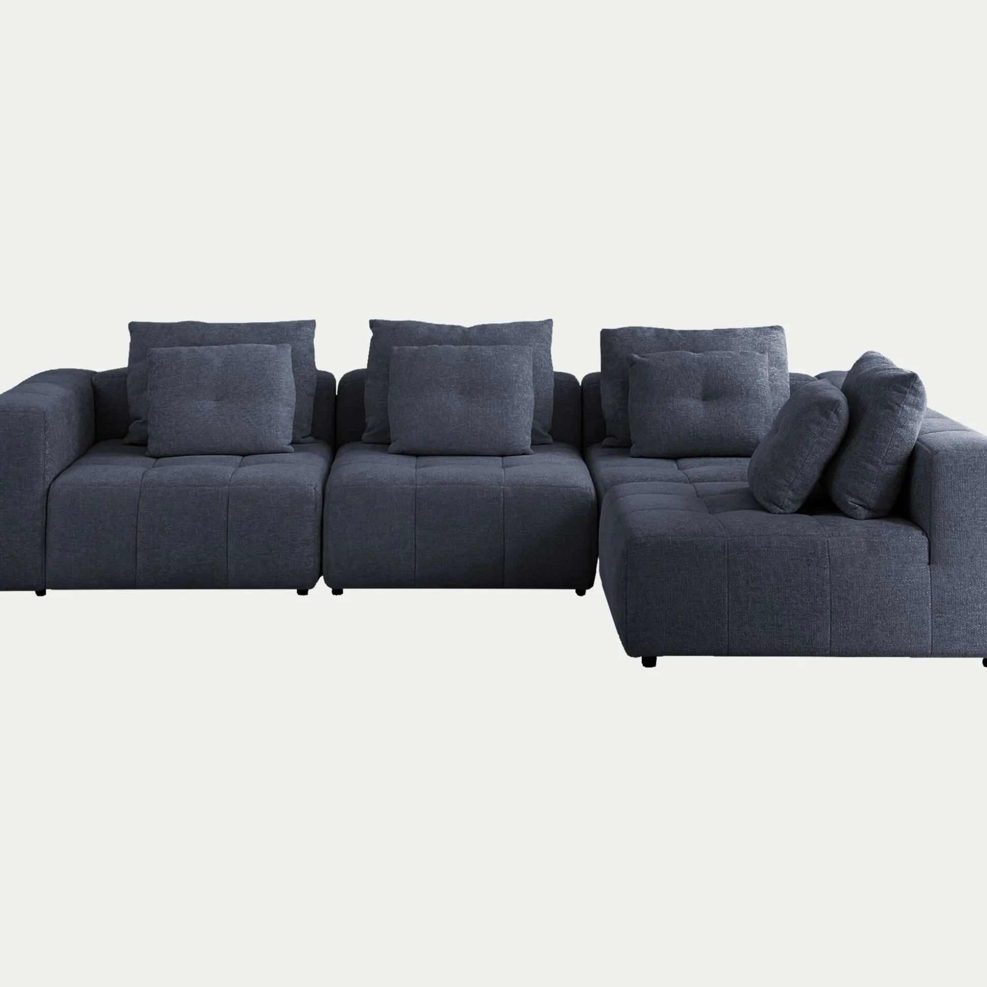 Canapé d'angle droit en tissu Benjo - bleu marine