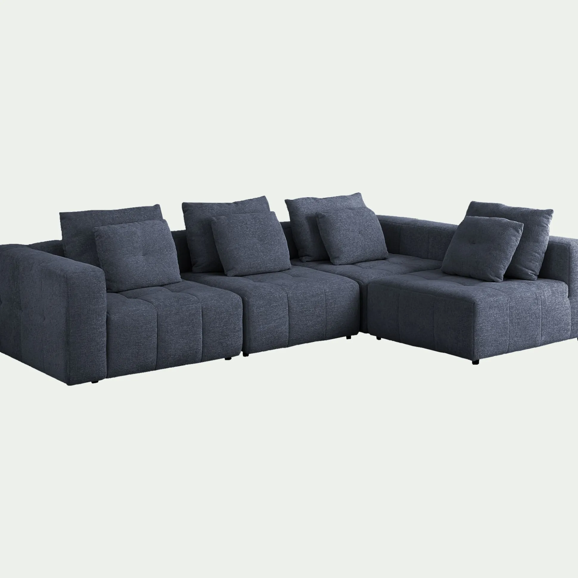 Canapé d'angle droit en tissu Benjo - bleu marine