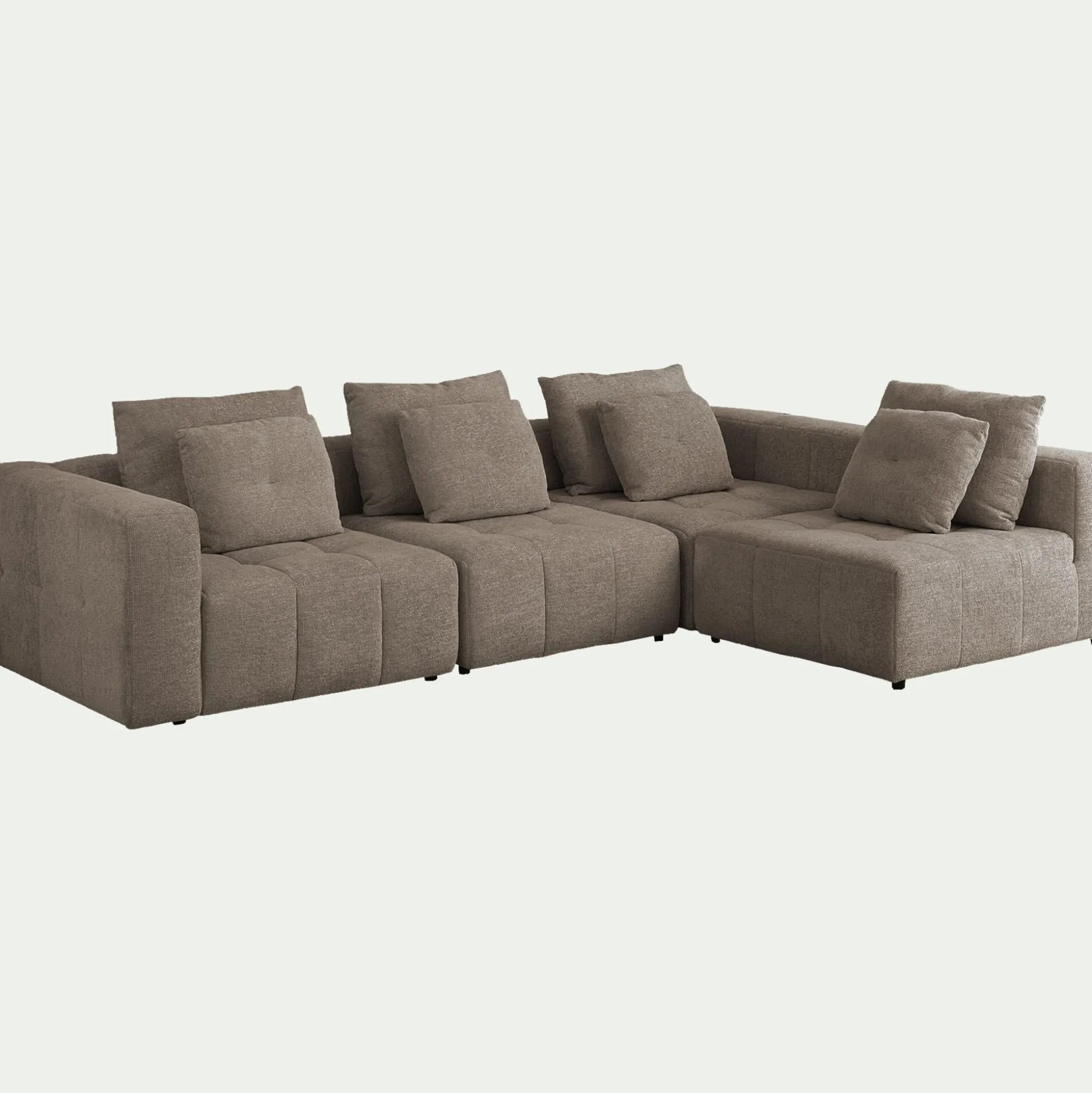 Canapé d'angle droit en tissu Benjo - gris vesuve