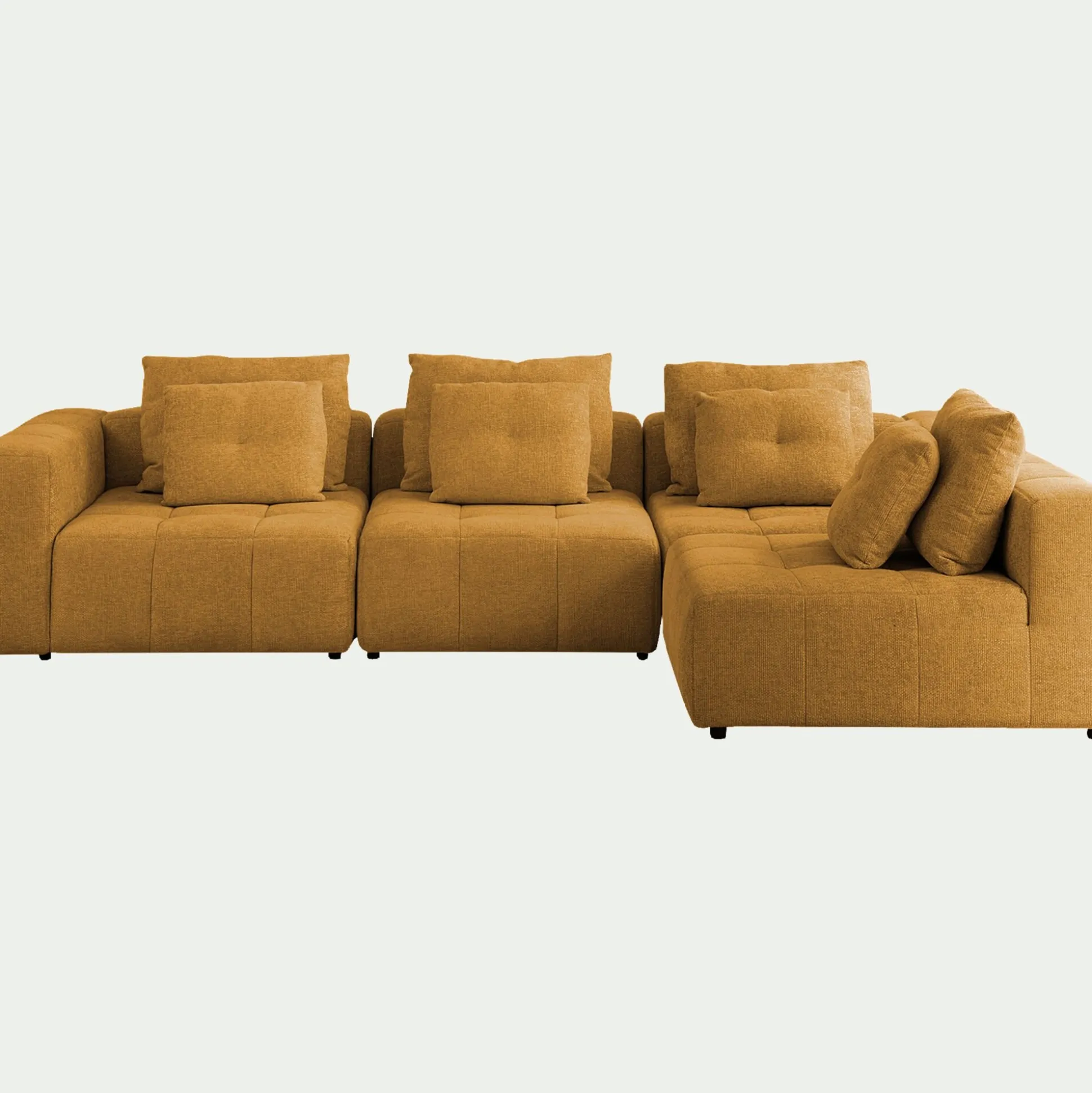 Canapé d'angle droit en tissu Benjo - jaune argan