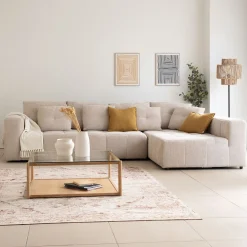 Canapé d'angle droit en tissu Benjo - beige roucas