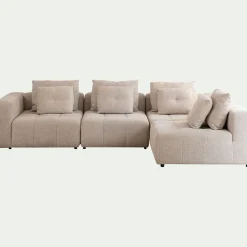 Canapé d'angle droit en tissu Benjo - beige roucas