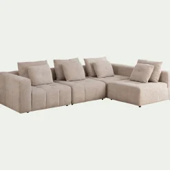 Canapé d'angle droit en tissu Benjo - beige roucas