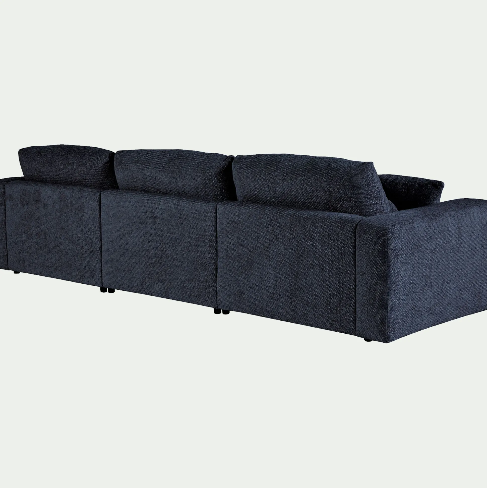 Canapé d'angle droit fixe en chenille - bleu marine