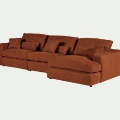 Canapé d'angle droit fixe en chenille - brun rustrel