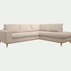 Canapé d'angle droit fixe en tissu Crown - beige roucas