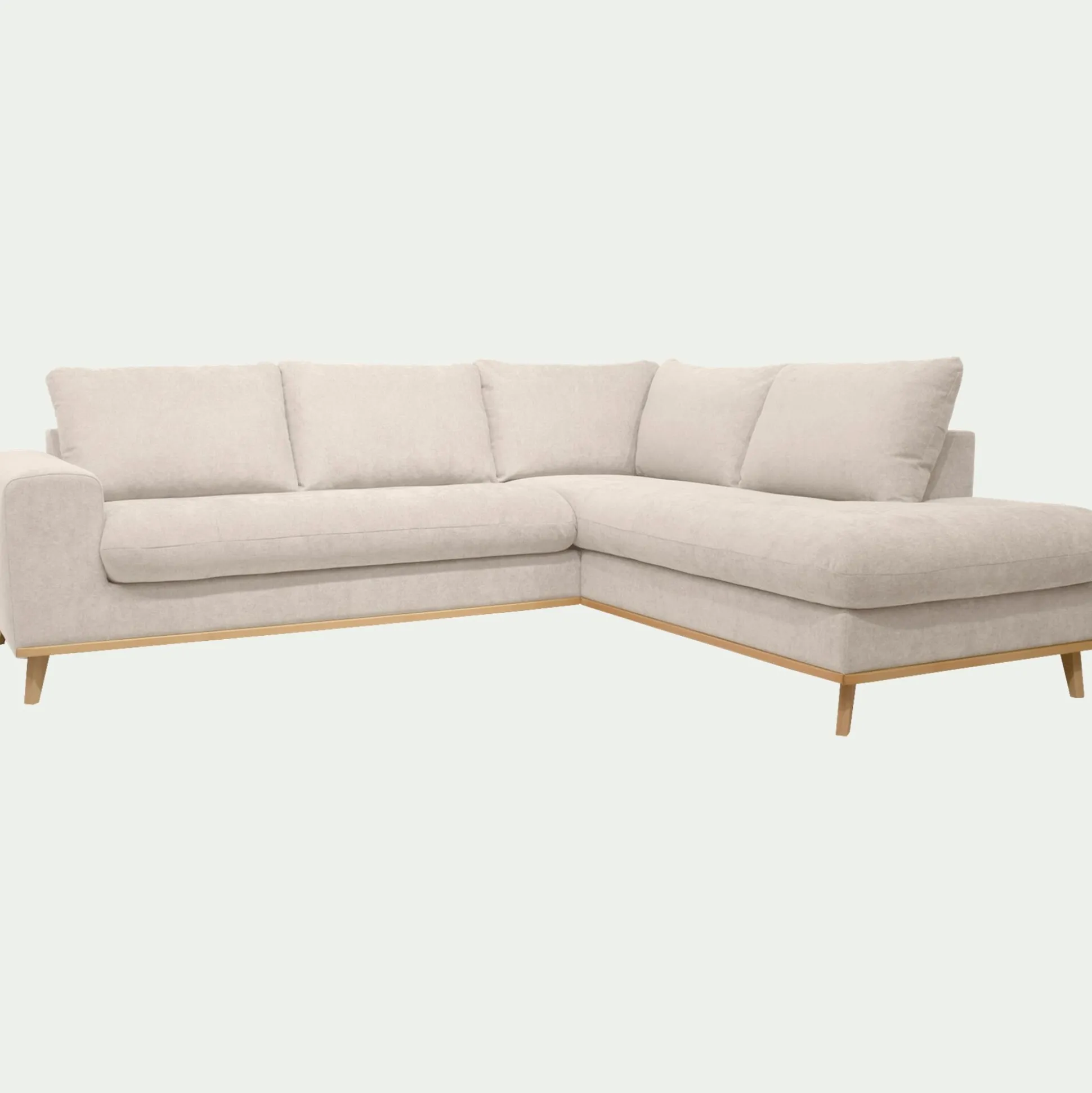 Canapé d'angle droit fixe en tissu Storm - beige roucas