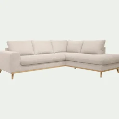 Canapé d'angle droit fixe en tissu Storm - beige roucas