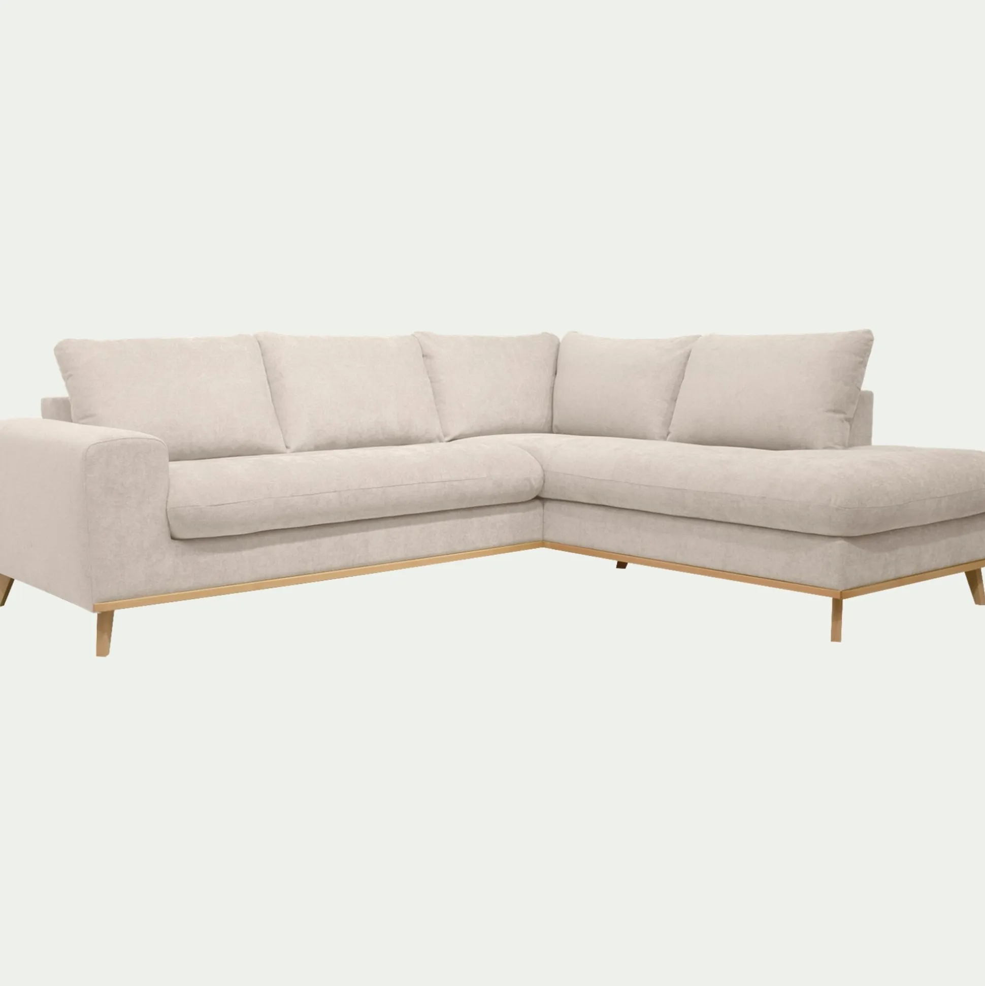 Canapé d'angle droit fixe en tissu Storm - beige roucas