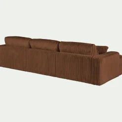 Canapé d'angle droit fixe en tissu côtelé bita - brun rustrel