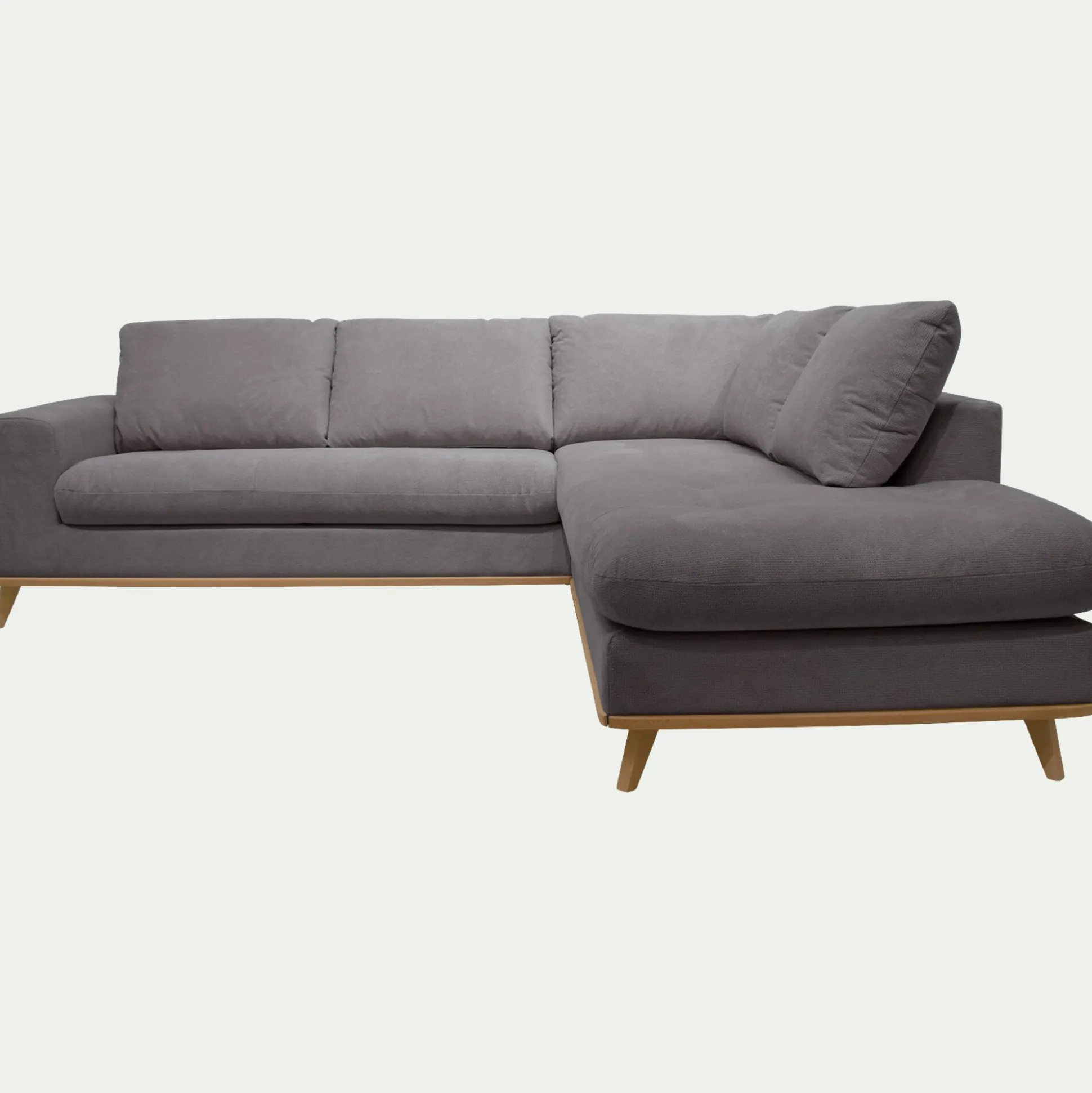Canapé d'angle droit fixe en tissu Crown - gris restanque