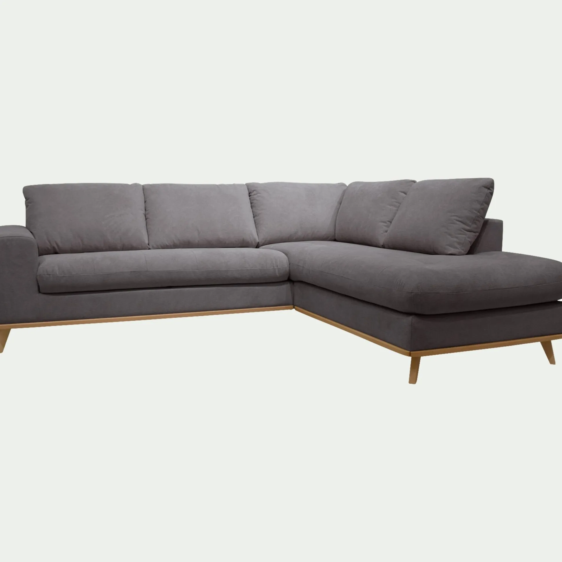 Canapé d'angle droit fixe en tissu Crown - gris restanque