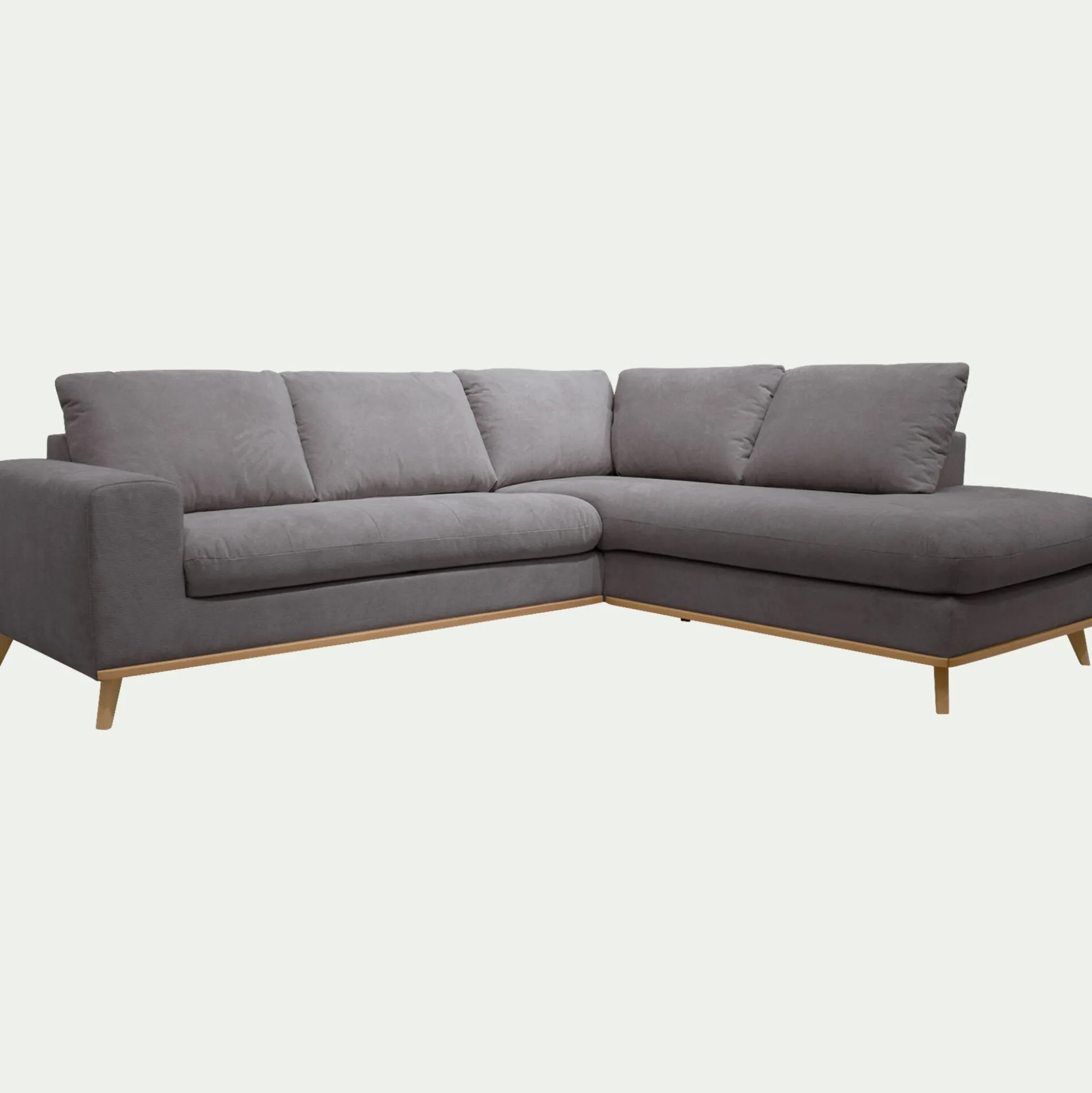 Canapé d'angle droit fixe en tissu Crown - gris restanque