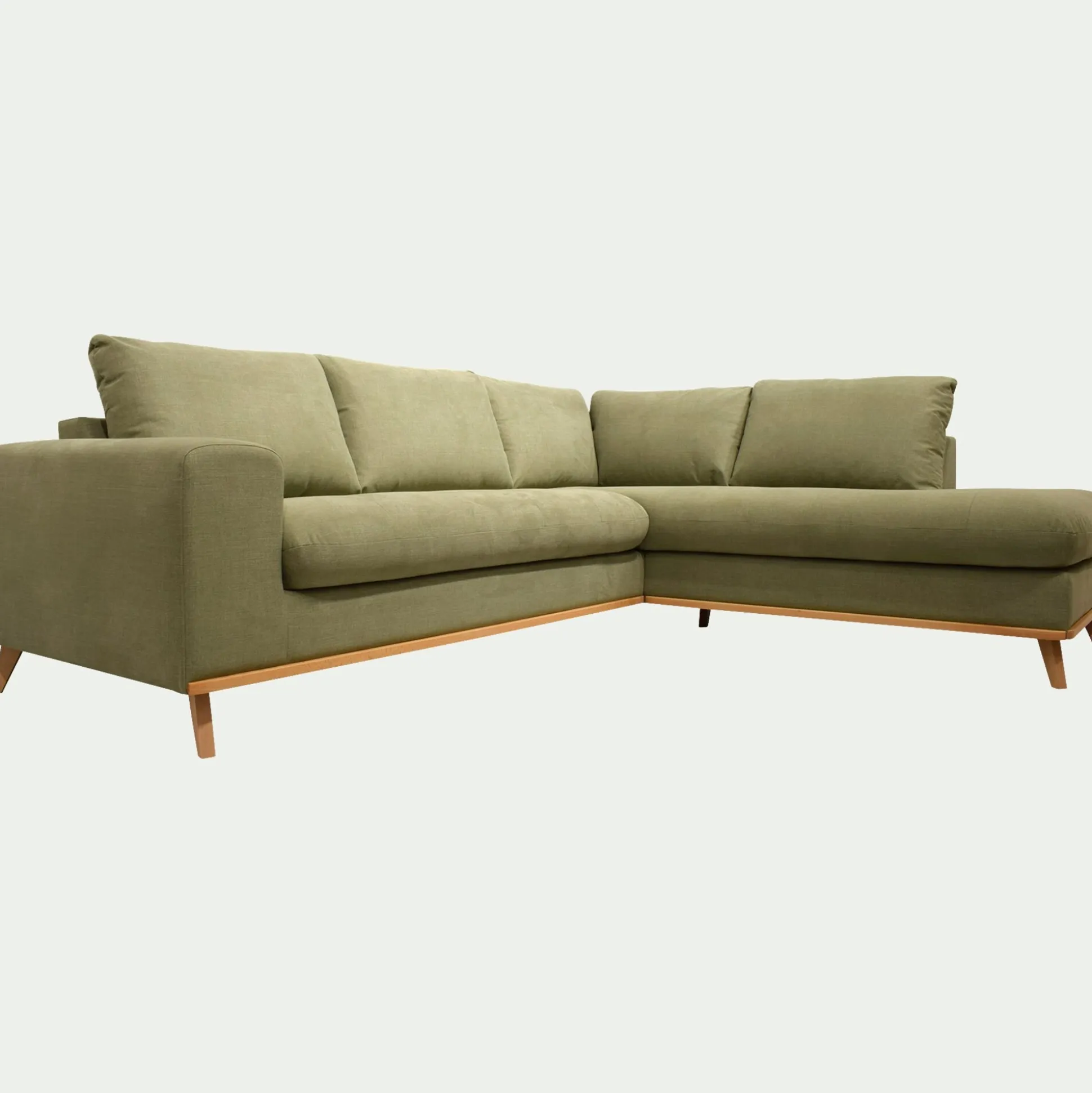Canapé d'angle droit fixe en tissu Cosmo - vert kaki