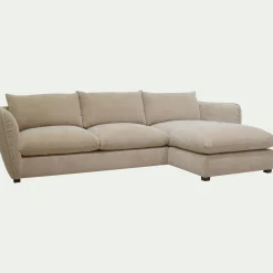 Canapé d'angle droit fixe en tissu Nature - beige