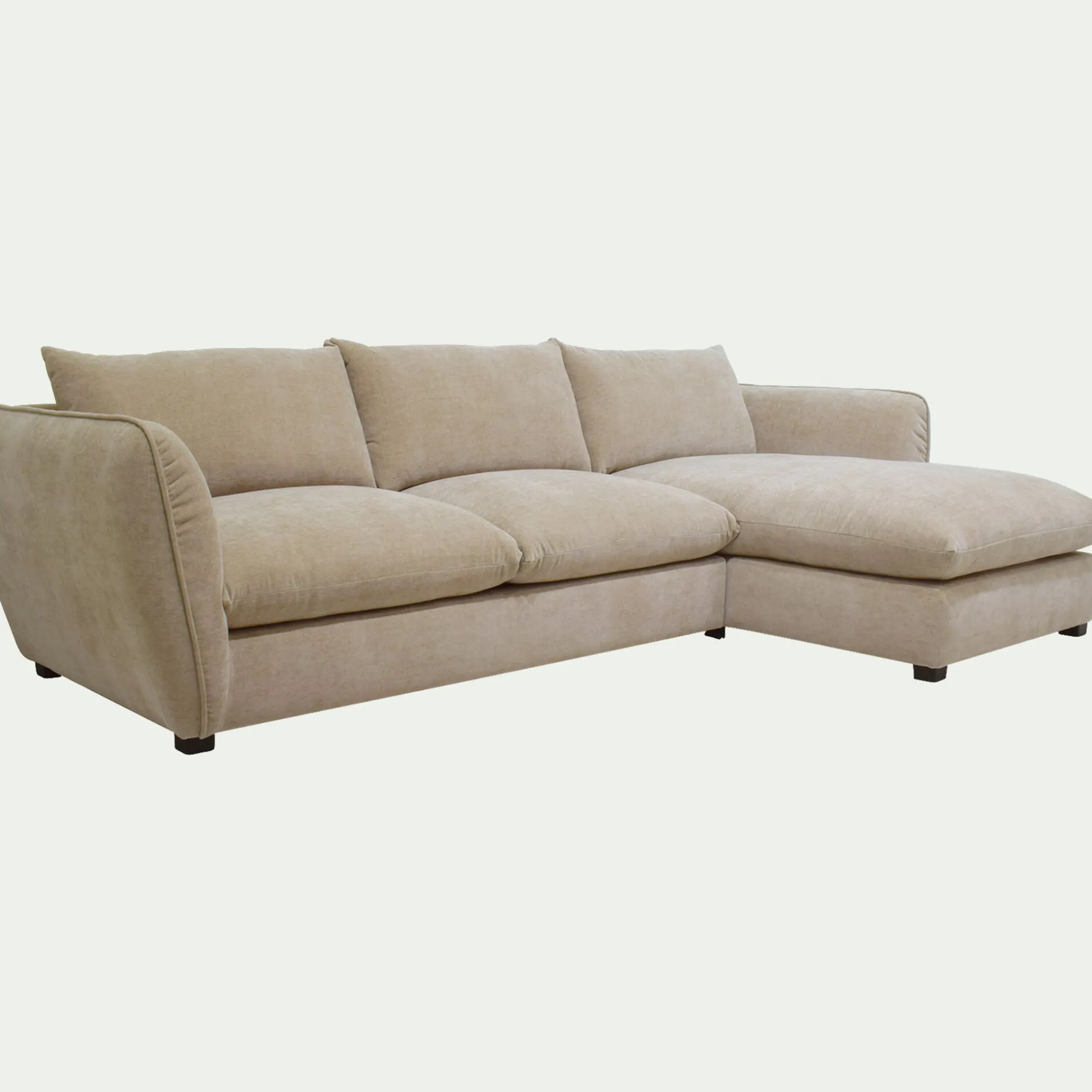 Canapé d'angle droit fixe en tissu Nature - beige