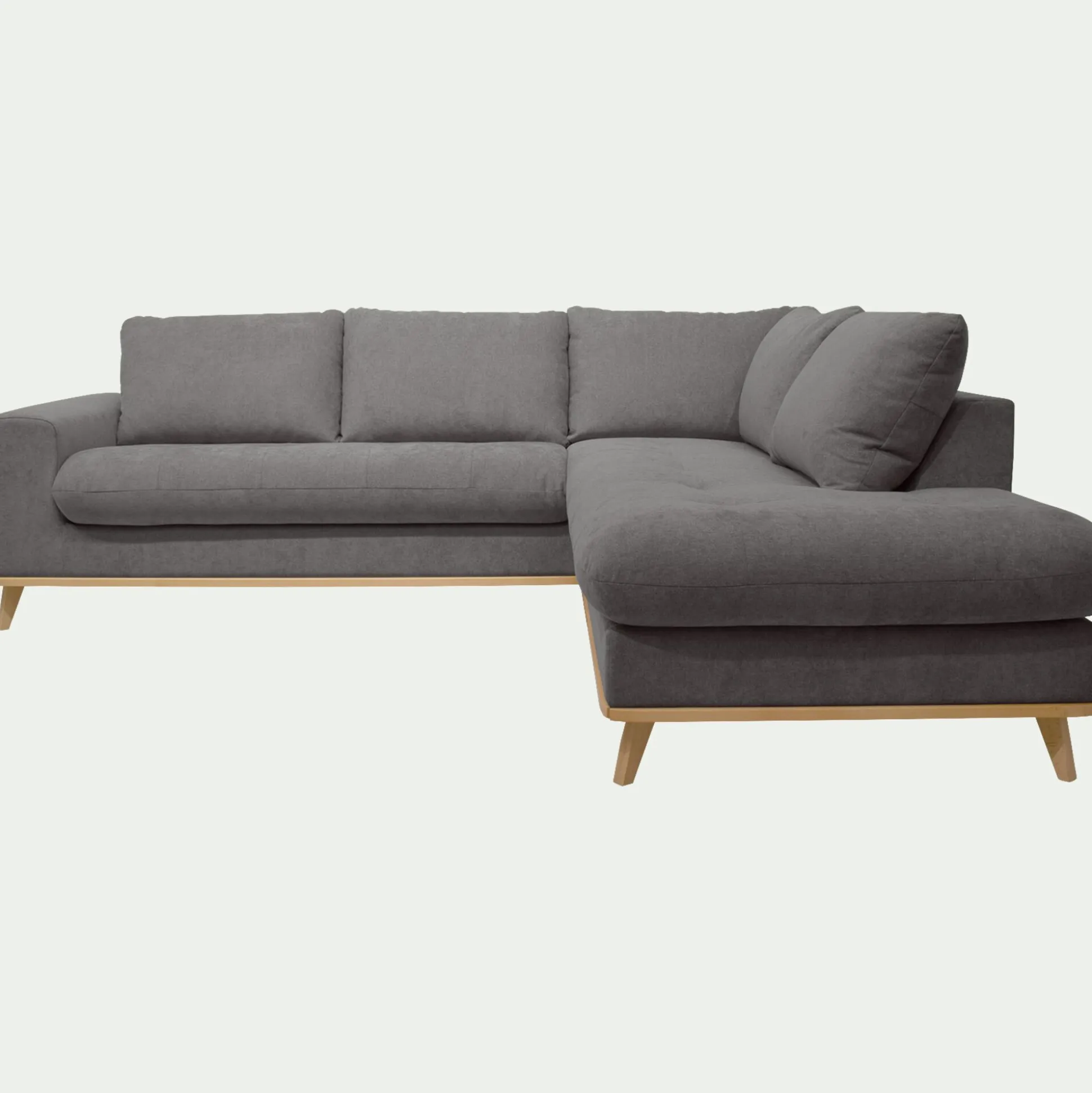 Canapé d'angle droit fixe en tissu Storm - gris moyen