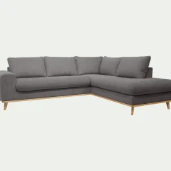 Canapé d'angle droit fixe en tissu Storm - gris moyen