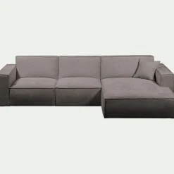 Canapé d'angle droit fixe en tissu genesis - gris borie