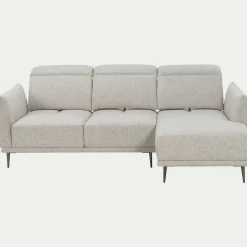 Canapé d'angle droit fixe en tissu avec fonction avance-recul - beige roucas