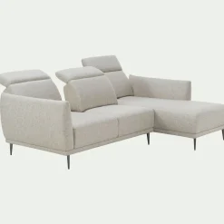 Canapé d'angle droit fixe en tissu avec fonction avance-recul - beige roucas