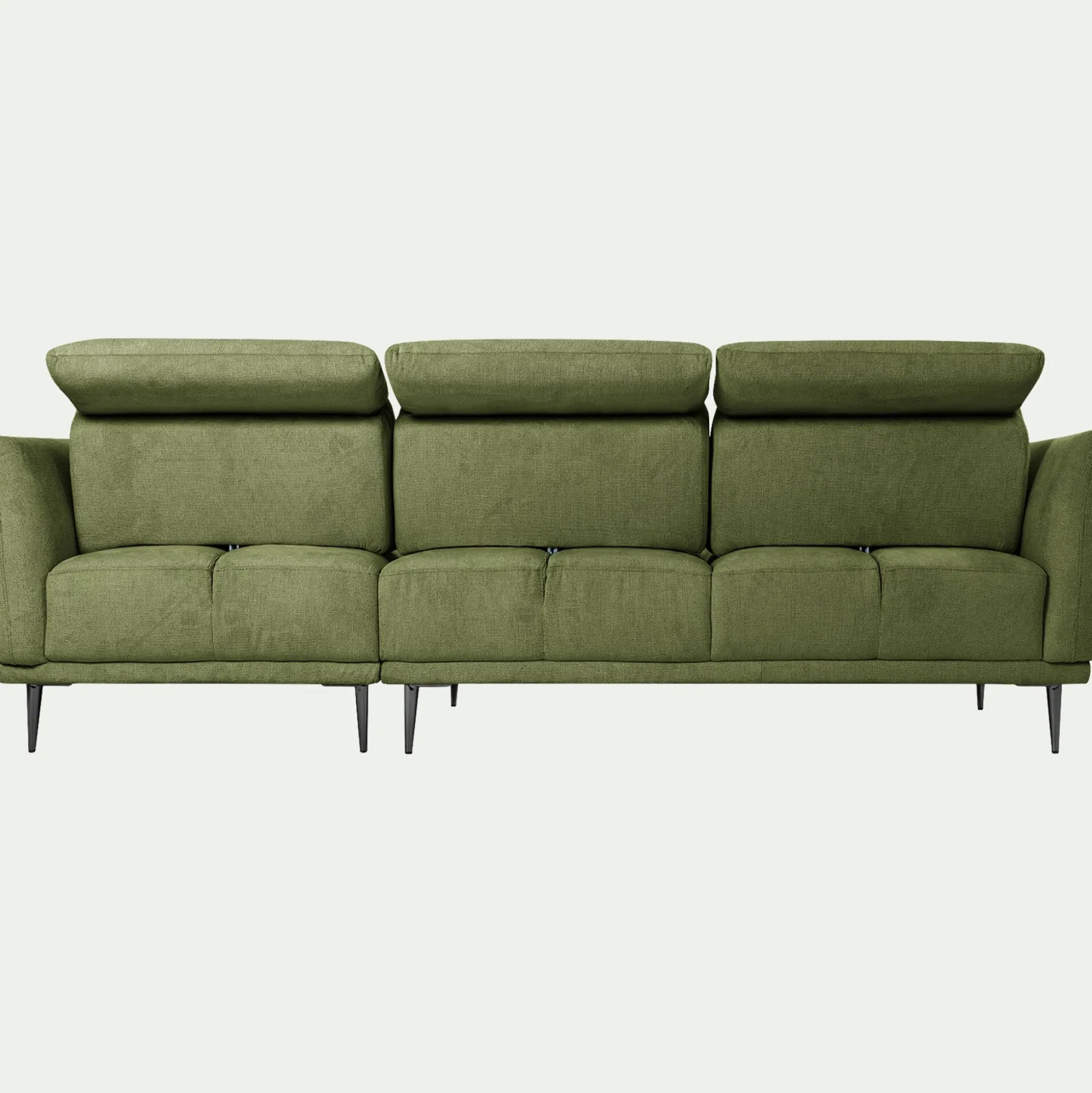 Canapé d'angle droit fixe en tissu memphis avec fonction avance-recul - vert cèdre