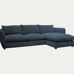 Canapé d'angle droit fixe en tissu Nature - bleu