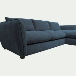 Canapé d'angle droit fixe en tissu Nature - bleu