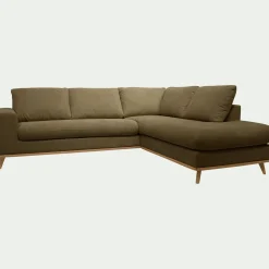 Canapé d'angle droit fixe en tissu Crown - vert cèdre