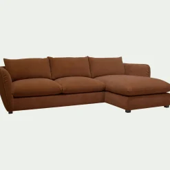 Canapé d'angle droit fixe en tissu Nature - brun rustrel