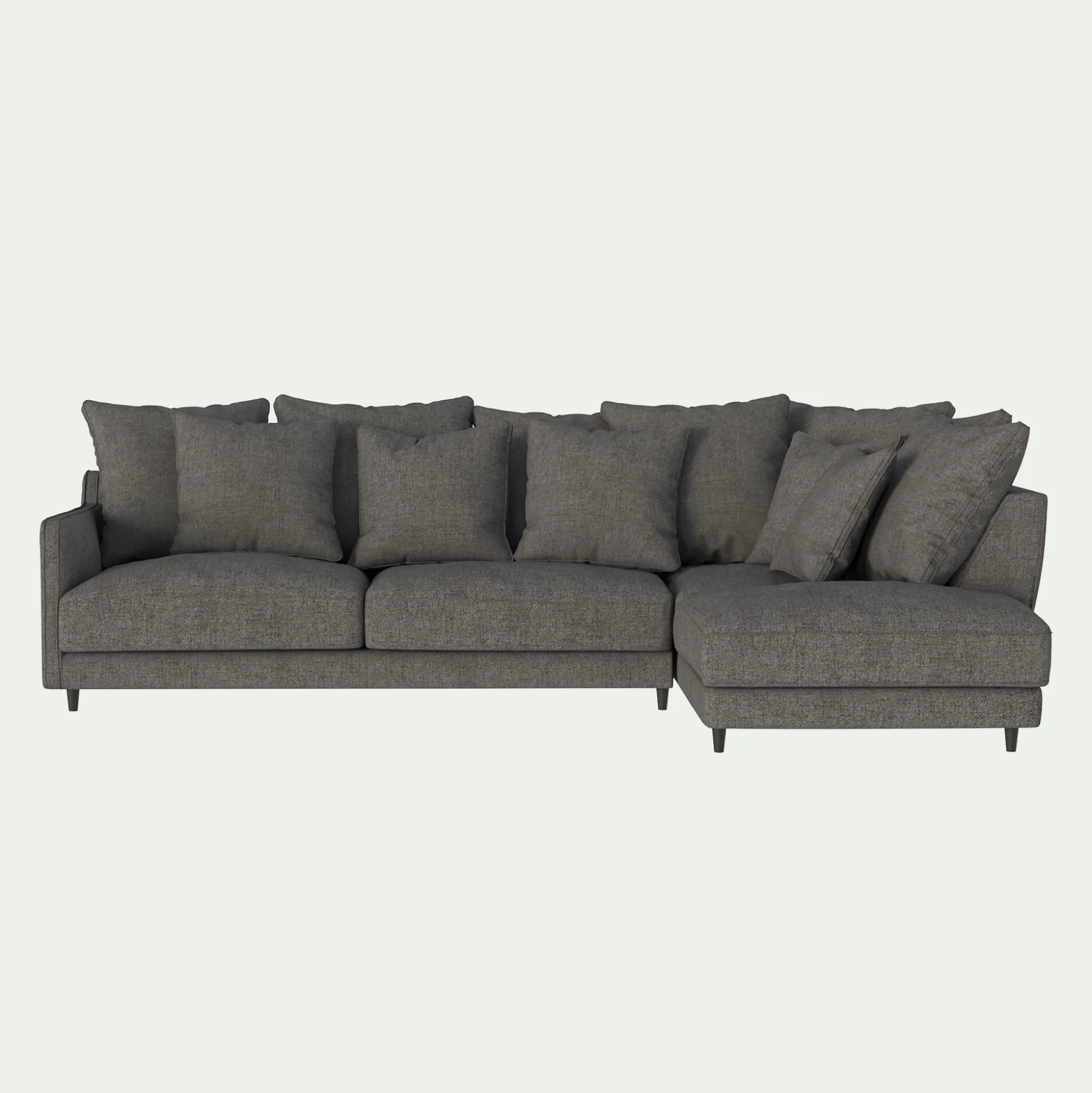 Canapé d'angle droit fixe en tissu joint - gris restanque