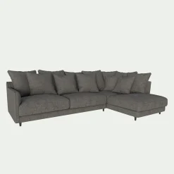 Canapé d'angle droit fixe en tissu joint - gris restanque
