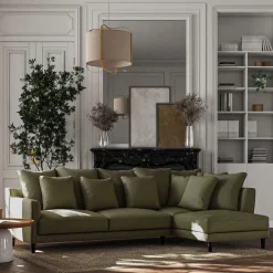 Canapé d'angle droit fixe en tissu joint - vert cèdre