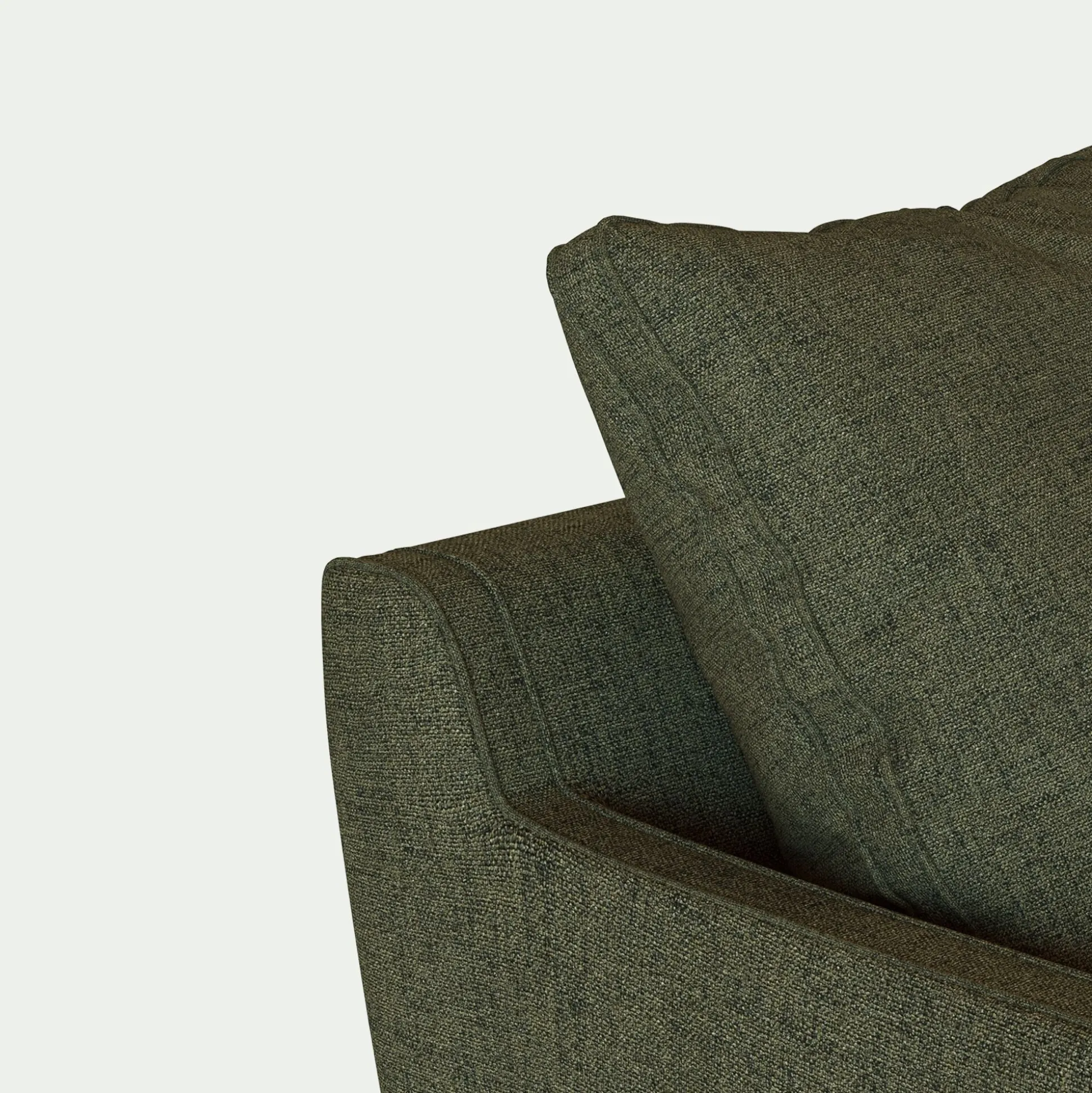 Canapé d'angle droit fixe en tissu joint - vert cèdre